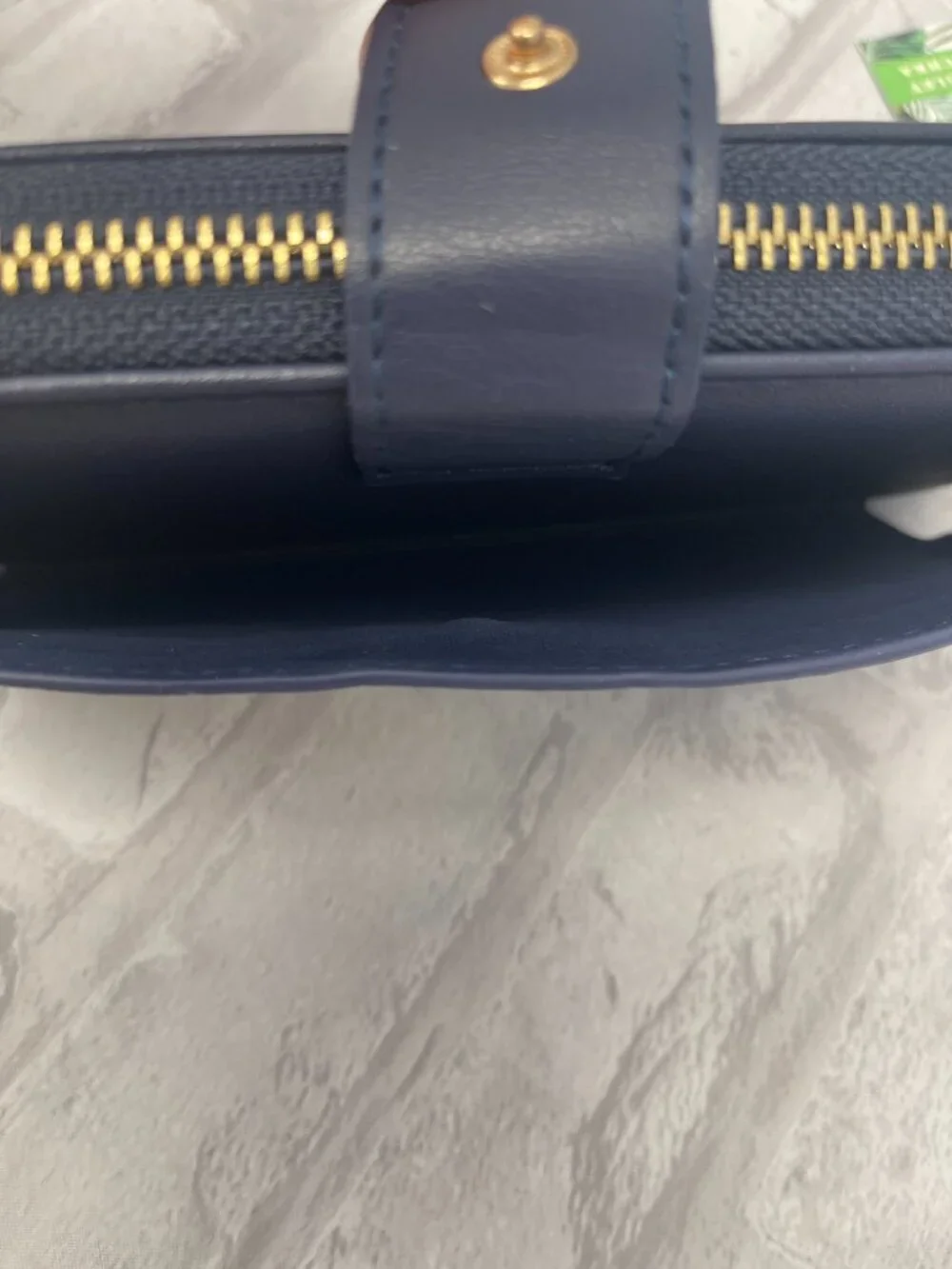 Badgley Mischka Navy Blue Studded Zip Around Phone Wallet Wristlet - NWT